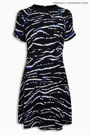 Black French Connection Tapir Wave Crepe Dress